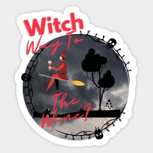 Witch Way To The Wine - Halloween Sticker